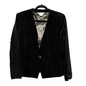 Vtg TanJay Velvet Pinstripe Blazer Womens Size 10 Gothic Elegance Dark Academia